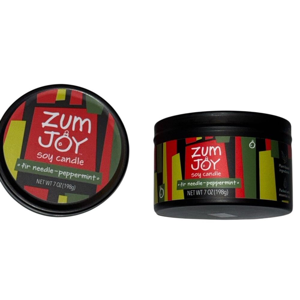 Zum Joy Limited Soy Candle Fir Needle Peppermint 7 oz Holiday Tin‎ New Unused